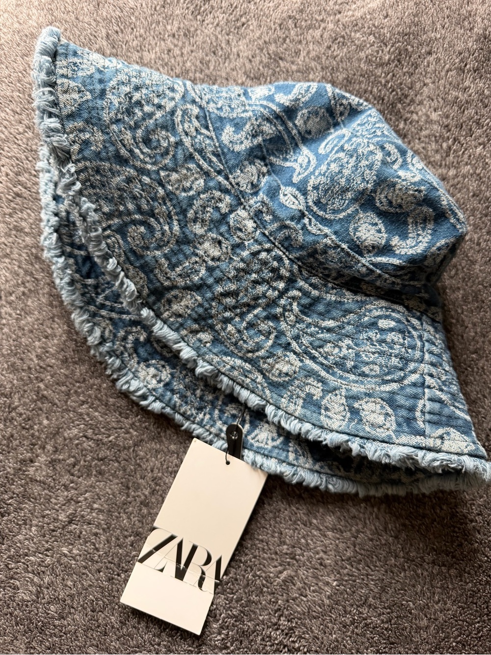 ZARA Blue Paisley Denim Bucket Hat